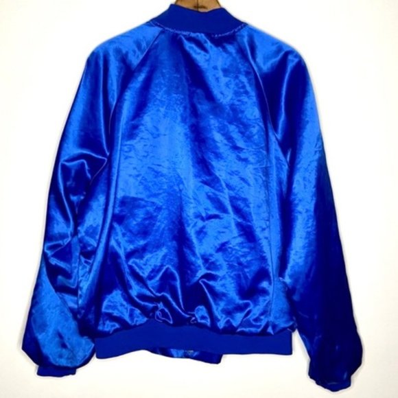 Vintage Hartwell Royal Blue Satin Varsity Jacket - Picture 6 of 7